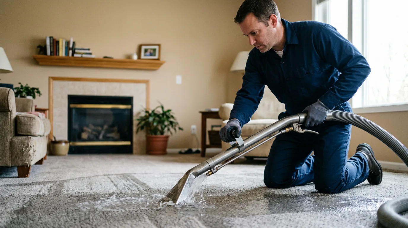 Water damage restoration technician working near Minooka, IL